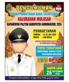 PENGUMUMAN PENDAFTARAN CALON LURAH MULUSAN TAHUN 2026
